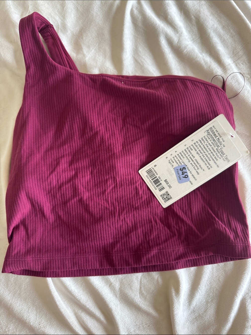 Ribbed nulu asymmetrical yoga tank